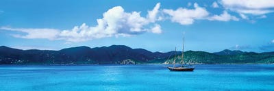 Boat In The Sea, Round Bay, East End, Saint John, U.S. Virgin Islands I by Panoramic Images canvas print