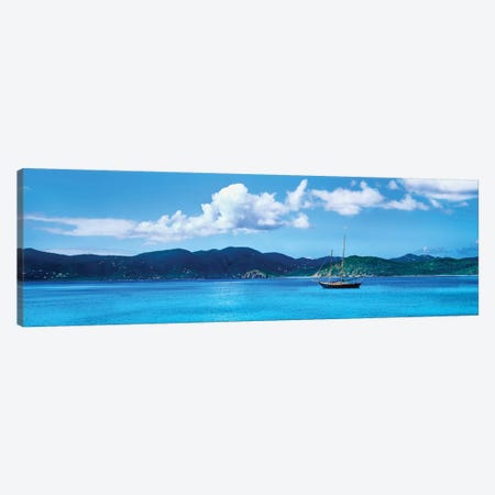 Boat In The Sea, Round Bay, East End, Saint John, U.S. Virgin Islands I Canvas Print #PIM14298} by Panoramic Images Canvas Artwork