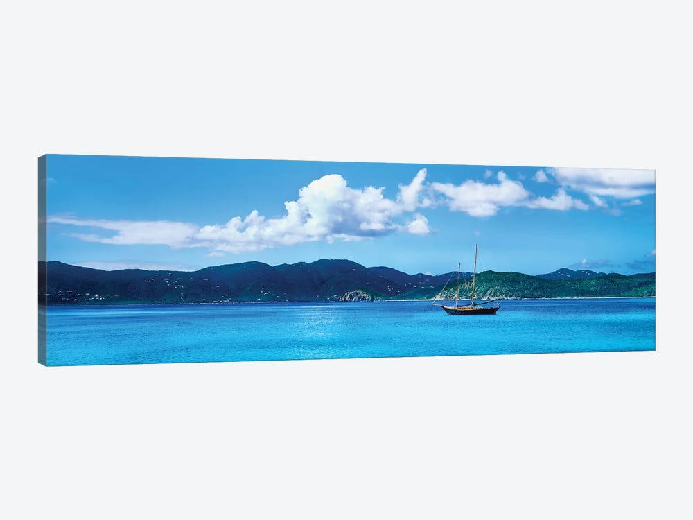 Boat In The Sea, Round Bay, East End, Saint John, U.S. Virgin Islands I by Panoramic Images 1-piece Canvas Art