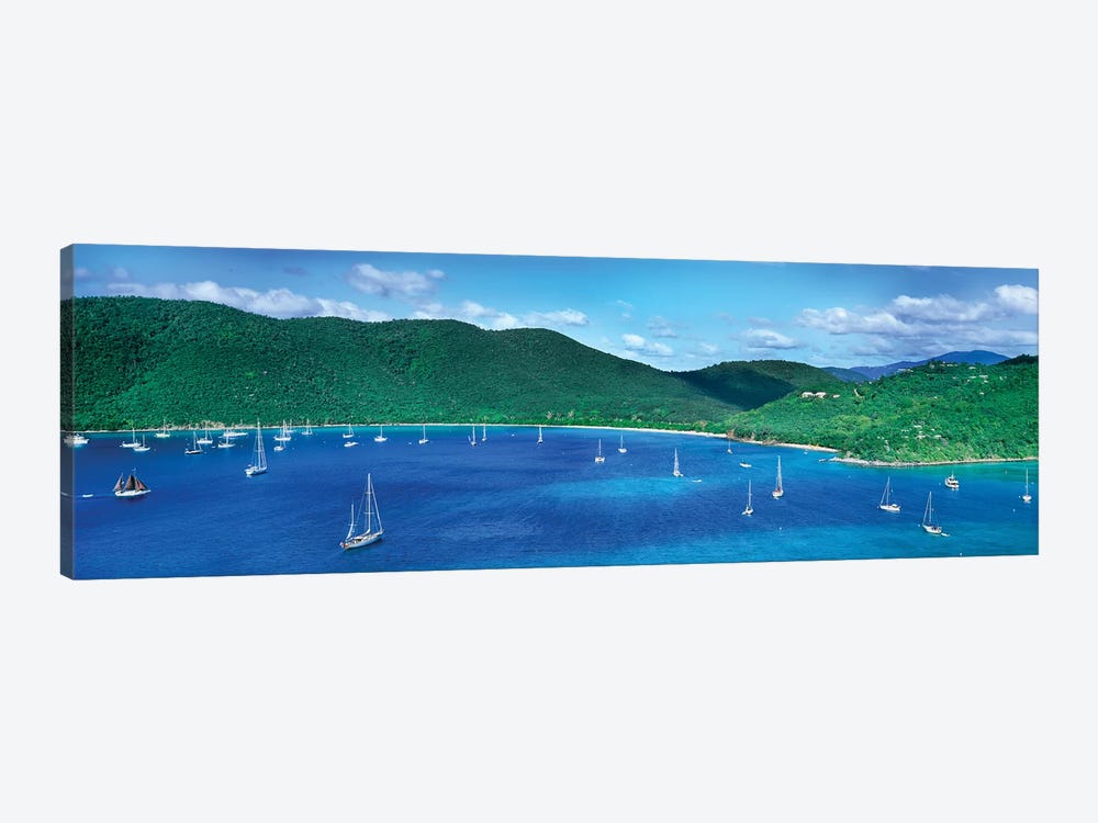 Boats In The Sea, Maho And Francis Bays, North Shore, Saint John, U.S. Virgin Islands by Panoramic Images 1-piece Canvas Artwork