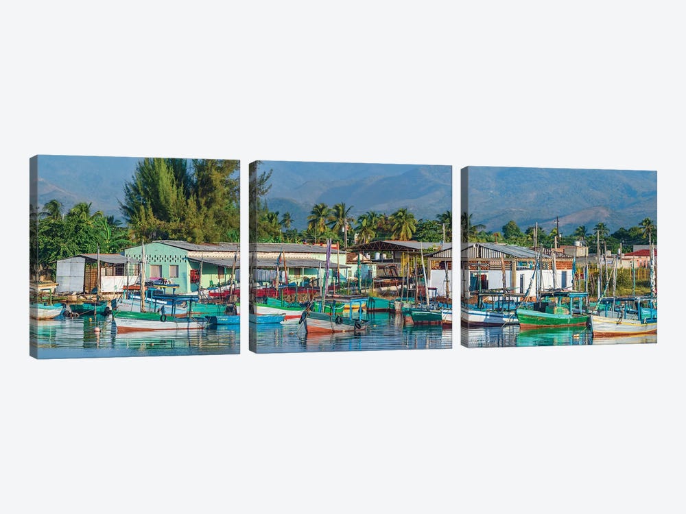 Boats Moored In Harbor, Trinidad, Cuba I by Panoramic Images 3-piece Canvas Art Print