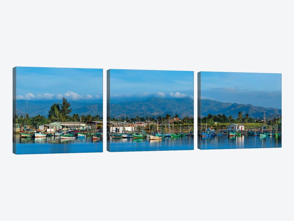 Boats Moored In Harbor, Trinidad, Cuba II by Panoramic Images 3-piece Canvas Art
