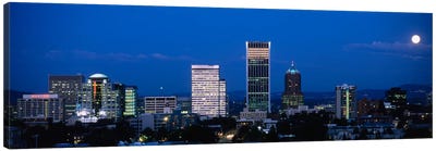 USA, Oregon, Portland, moon, night Canvas Art Print - Skyline Art