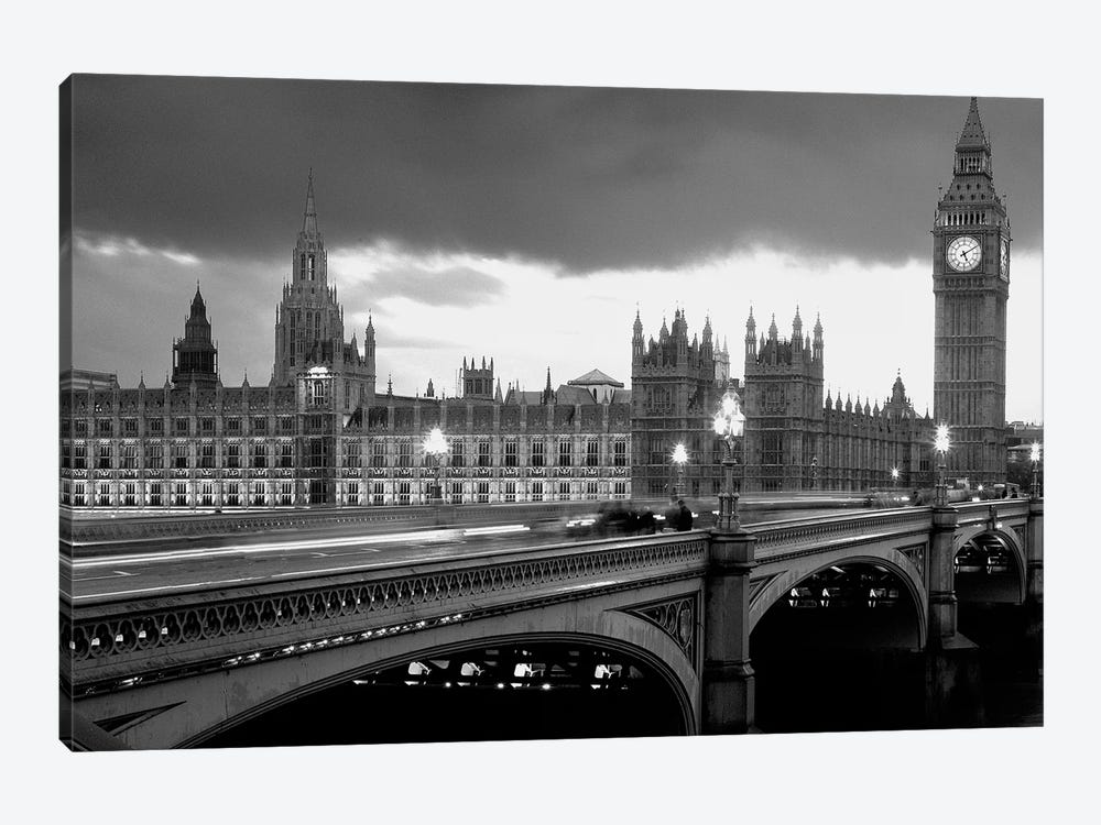 Bridge Across A River, Westminster Bridge, Houses Of Parliament, Big Ben, London, England by Panoramic Images 1-piece Canvas Print
