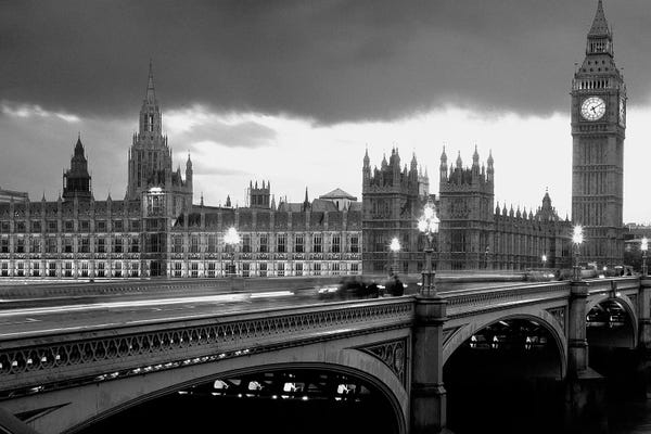England: Bridge Across A River, Westminster Bridge, Houses Of Parliament, Big Ben, London, England by Panoramic Images