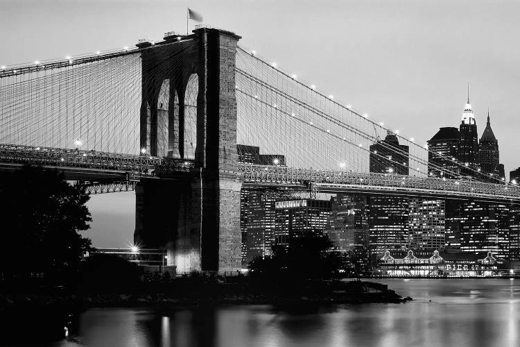Brooklyn Bridge Across The East River At Dusk, Manhattan, New York City, New York State, USA