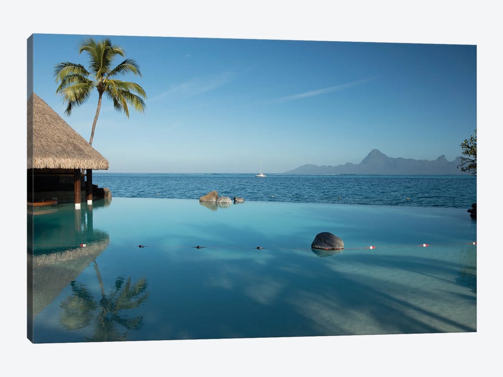 Bungalows And Palm Trees On The Coast, Bora Bora, Society Islands, French Polynesia by Panoramic Images 1-piece Canvas Art