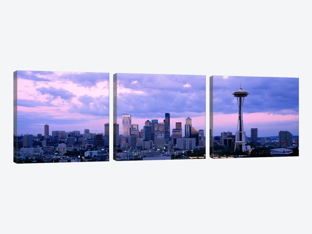 Skyscrapers in a city, Seattle, Washington State, USA by Panoramic Images 3-piece Canvas Print