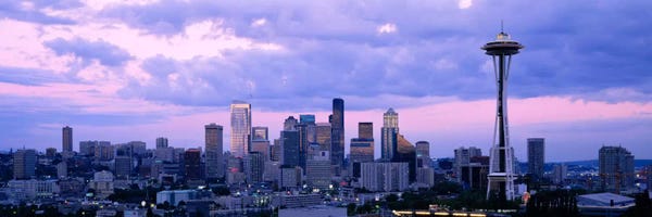 Seattle: Skyscrapers in a city, Seattle, Washington State, USA by Panoramic Images