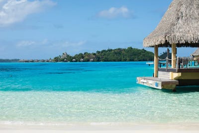 Bungalows On The Beach, Bora Bora, Society Islands, French Polynesia II by Panoramic Images canvas print
