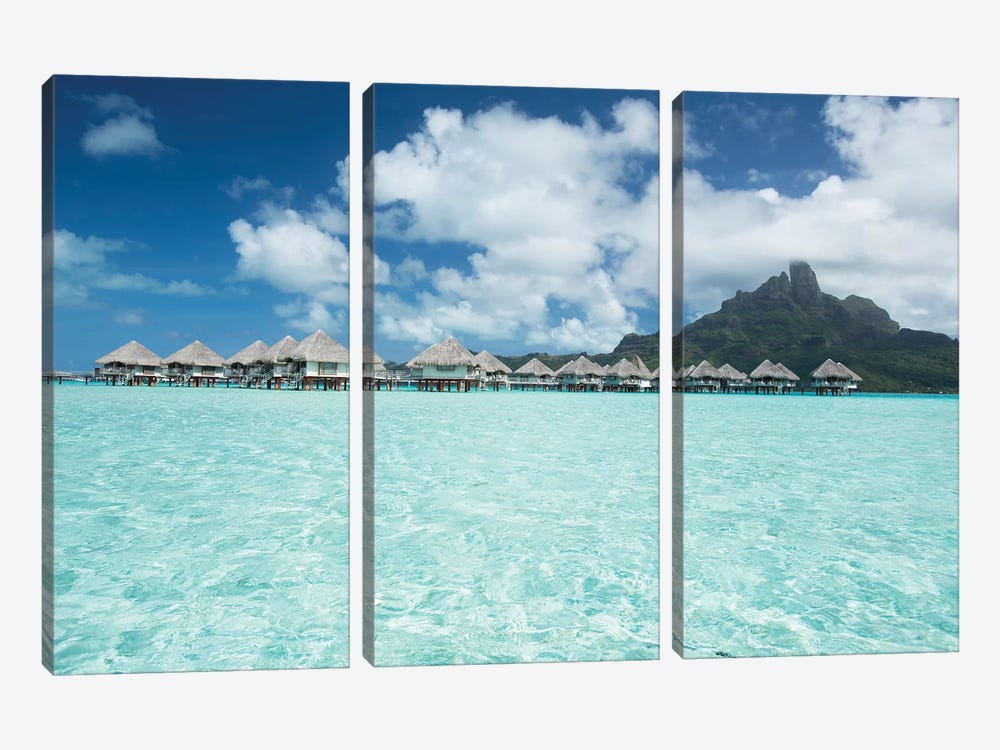 Bungalows On The Beach, Bora Bora, Society Islands, French Polynesia III by Panoramic Images 3-piece Canvas Print
