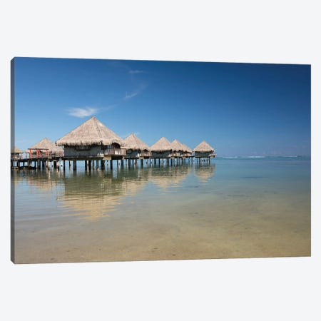 Bungalows On The Beach, Moorea, Tahiti, French Polynesia Canvas Print #PIM14322} by Panoramic Images Canvas Wall Art