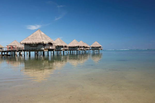 French Polynesia: Bungalows On The Beach, Moorea, Tahiti, French Polynesia by Panoramic Images