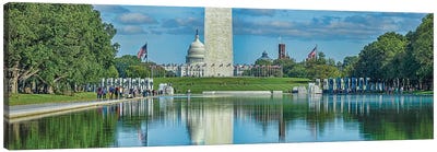 Capitol Building With Washington Monument And National World War II Memorial, Washington D.C., USA Canvas Art Print - Pond Art