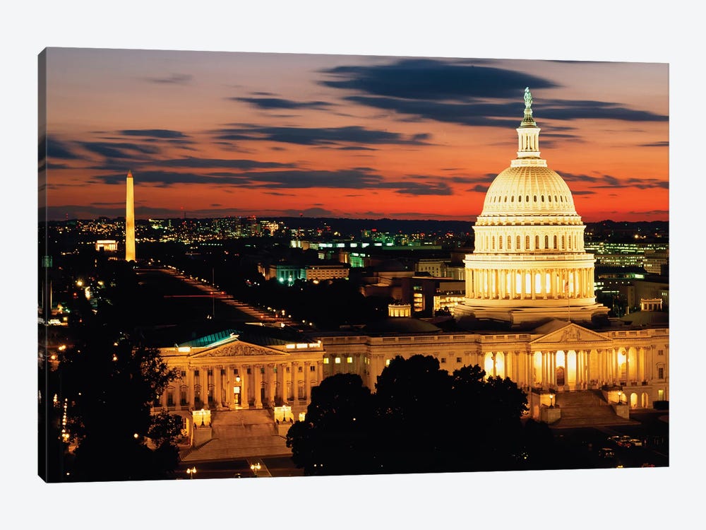 City Lit Up At Dusk, Washington D.C., USA by Panoramic Images 1-piece Canvas Art