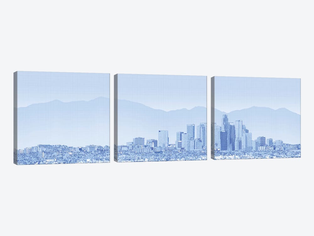 City Of Los Angeles, San Gabriel Mountains In Background, California, USA by Panoramic Images 3-piece Canvas Art Print