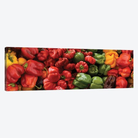 Close-Up Of Assorted Pepper For Sale At Market I Canvas Print #PIM14368} by Panoramic Images Canvas Artwork