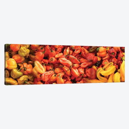 Close-Up Of Assorted Pepper For Sale At Market II Canvas Print #PIM14369} by Panoramic Images Canvas Art