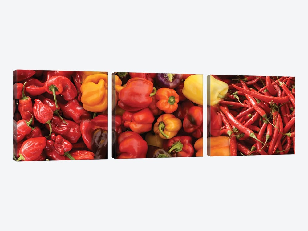 Close-Up Of Assorted Pepper For Sale At Market III by Panoramic Images 3-piece Canvas Art Print