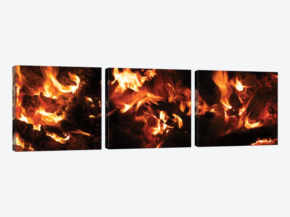 Close-Up Of Bonfire At Night I by Panoramic Images 3-piece Canvas Print