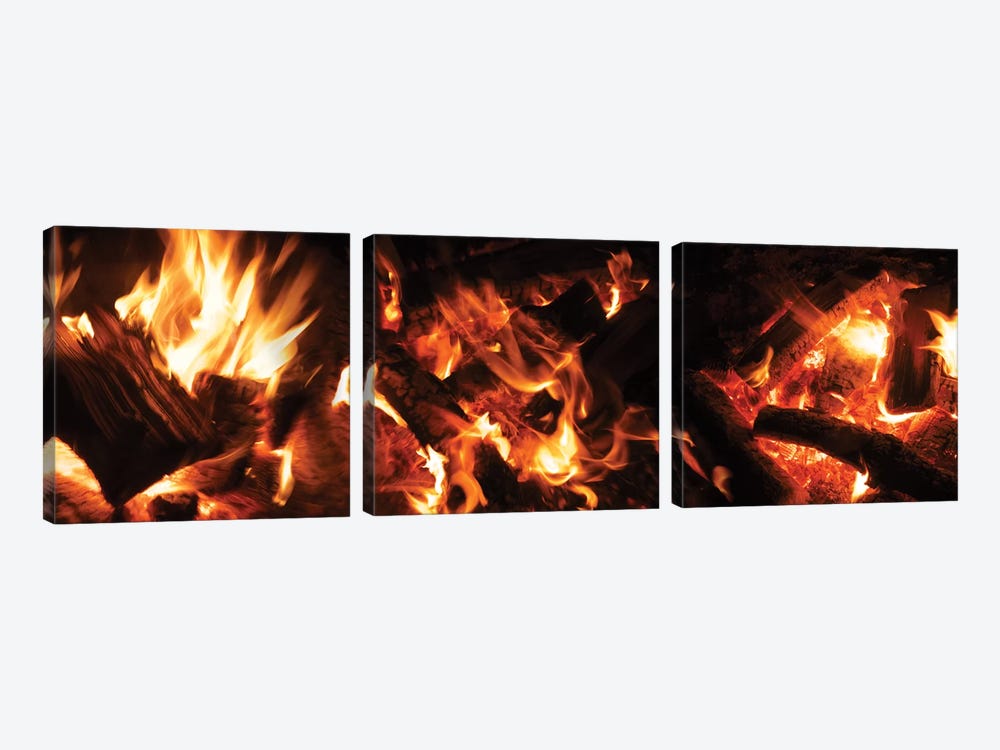 Close-Up Of Bonfire At Night II by Panoramic Images 3-piece Canvas Art