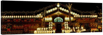 Low angle view of a house decorated with Christmas lights, Phoenix, Arizona, USA Canvas Art Print - Christian Art