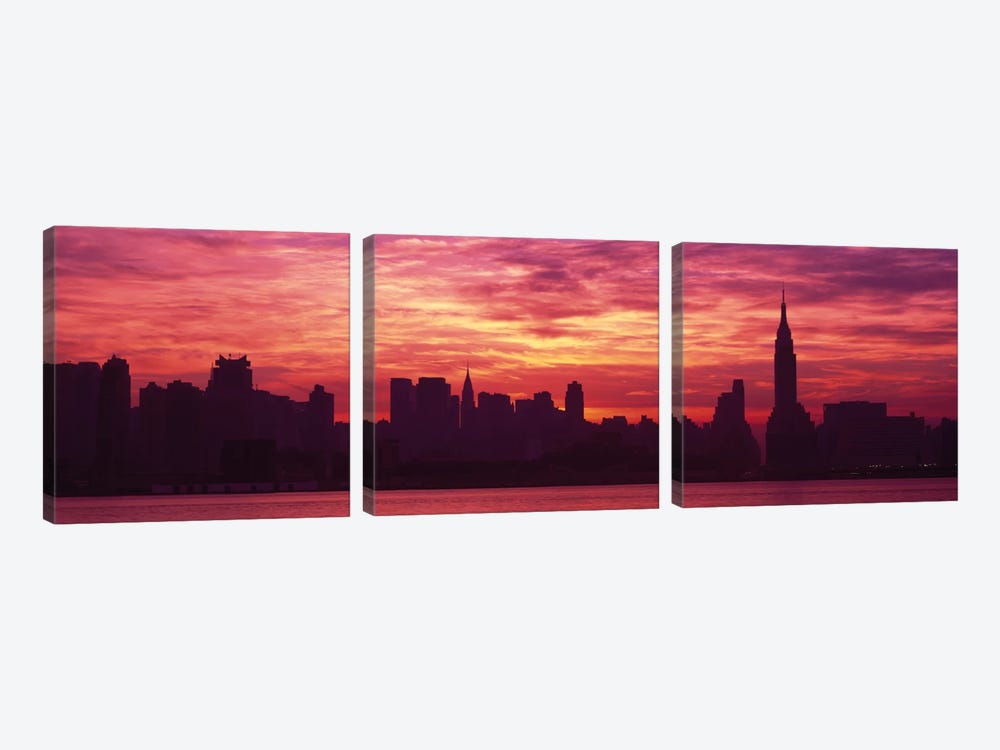 Hudson River New York NYC, New York City, New York State, USA by Panoramic Images 3-piece Canvas Art Print
