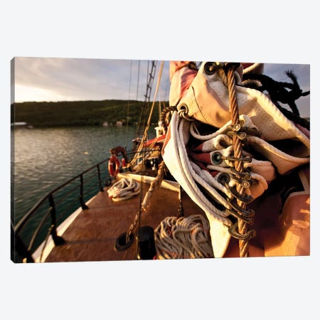 Close-Up Of Sail And Rope On Boat, Culebra Island, Puerto Rico Canvas Print #PIM14533} by Panoramic Images Canvas Print
