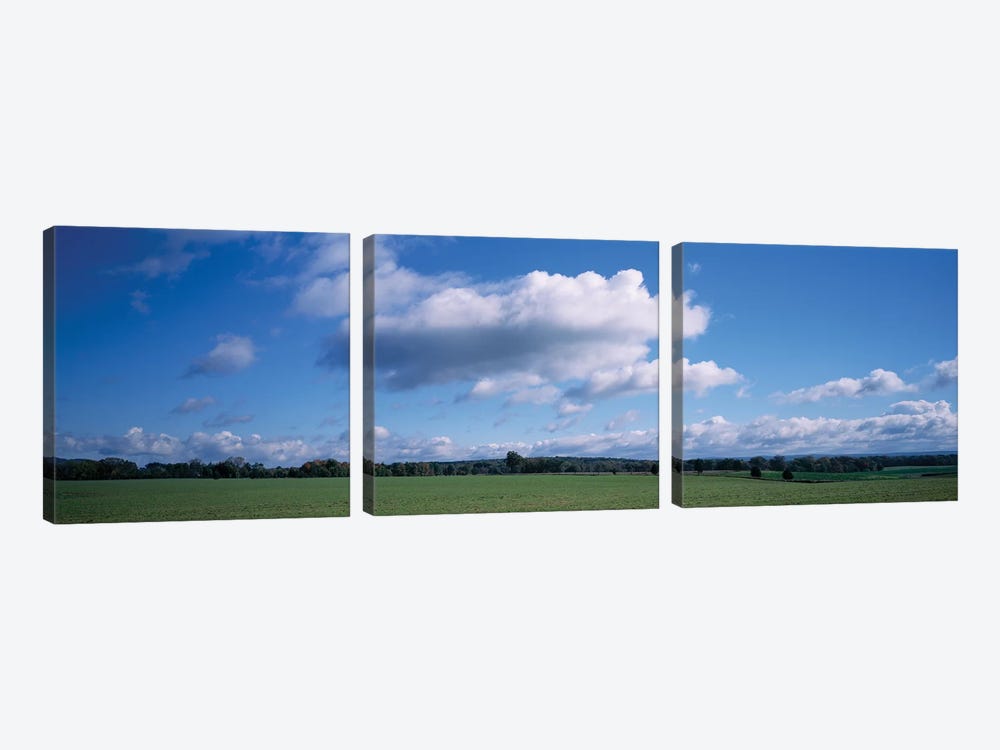 Clouds Over A Field, Upstate New York, USA by Panoramic Images 3-piece Canvas Art