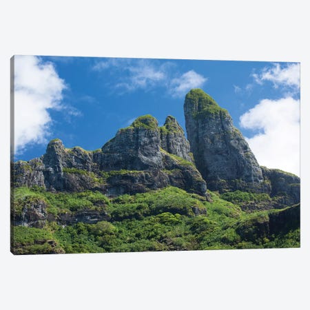 Clouds Over Mountain Peaks, Bora Bora, Society Islands, French Polynesia Canvas Print #PIM14572} by Panoramic Images Canvas Art Print