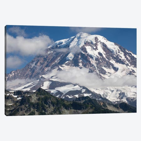 Clouds Over Snow Covered Mountain, Mount Rainier National Park, Washington State, USA Canvas Print #PIM14577} by Panoramic Images Canvas Artwork