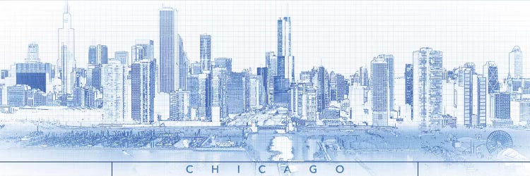 Digital Sketch Of Chicago Skyline, USA I by Panoramic Images wall art