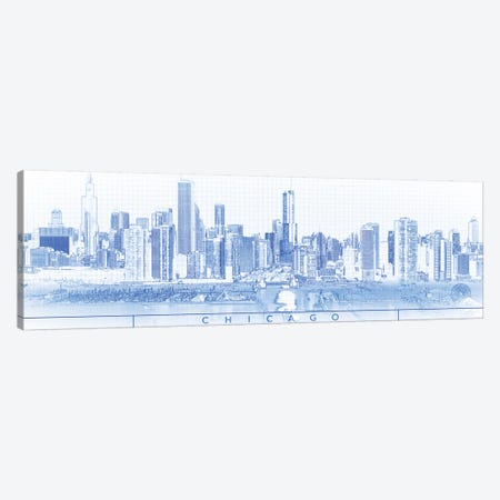 Digital Sketch Of Chicago Skyline, USA I Canvas Print #PIM14606} by Panoramic Images Canvas Art