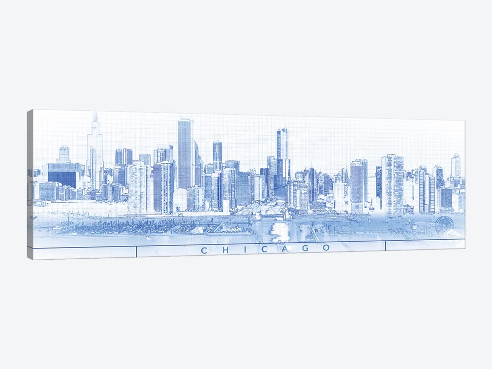 Digital Sketch Of Chicago Skyline, USA I by Panoramic Images 1-piece Canvas Artwork