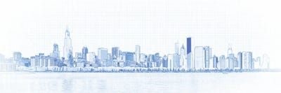 Digital Sketch Of Chicago Skyline, USA II by Panoramic Images canvas print
