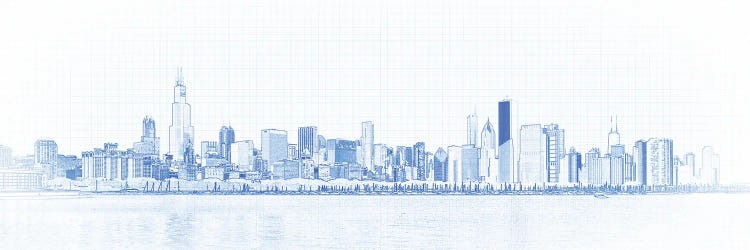 Digital Sketch Of Chicago Skyline, USA II