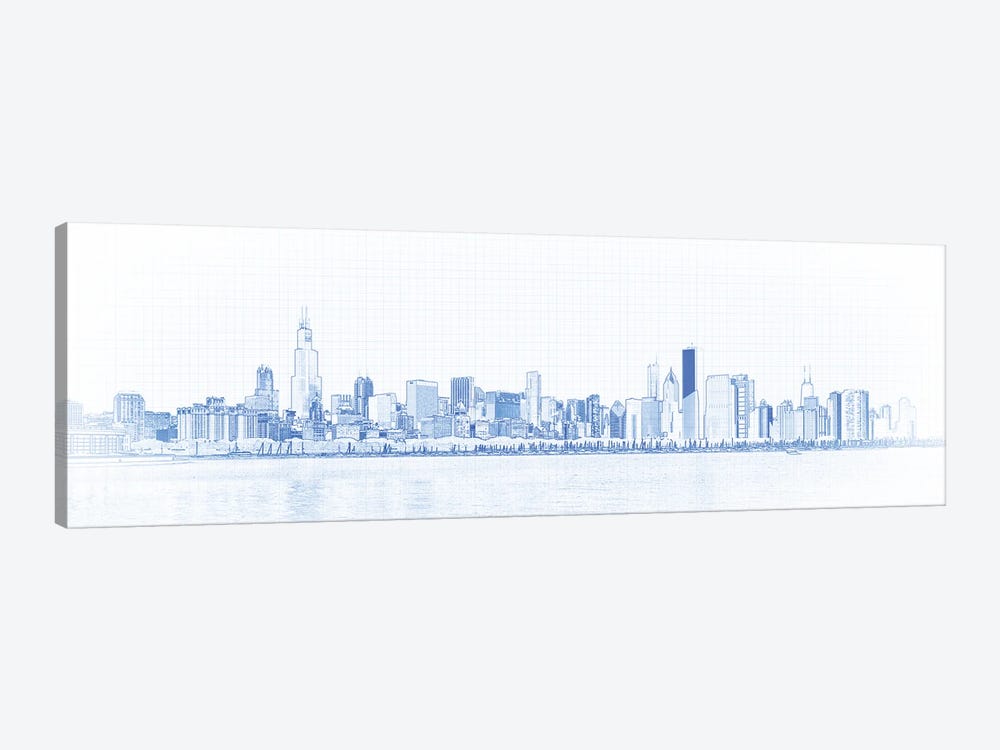 Digital Sketch Of Chicago Skyline, USA II by Panoramic Images 1-piece Art Print