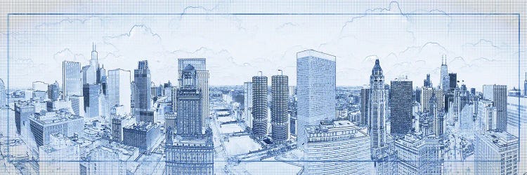 Digital Sketch Of Chicago Skyline, USA III by Panoramic Images wall art