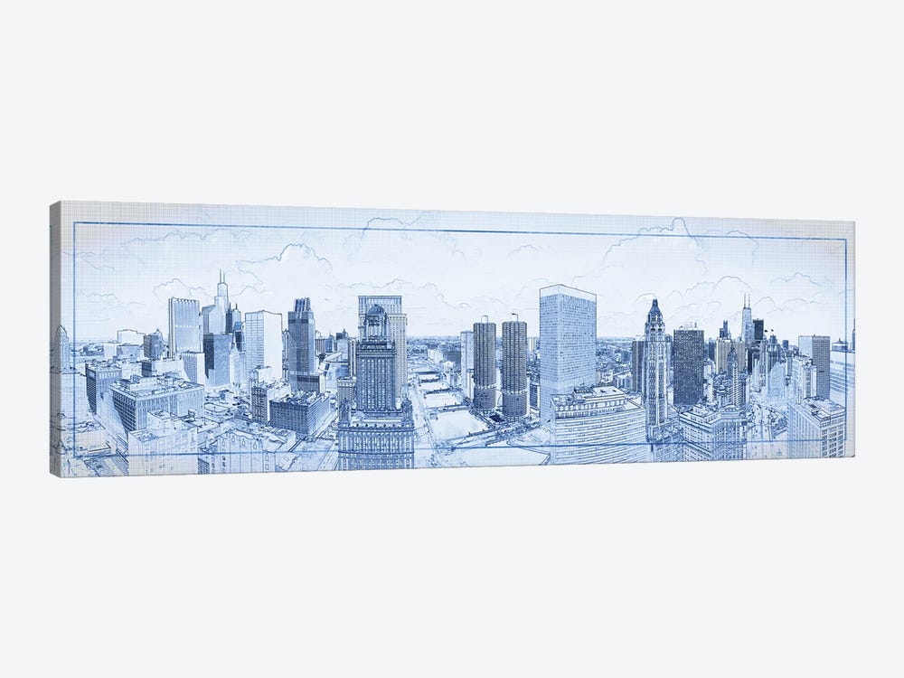 Digital Sketch Of Chicago Skyline, USA III by Panoramic Images 1-piece Canvas Artwork