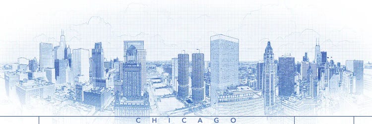 Digital Sketch Of Chicago Skyline, USA IV by Panoramic Images wall art
