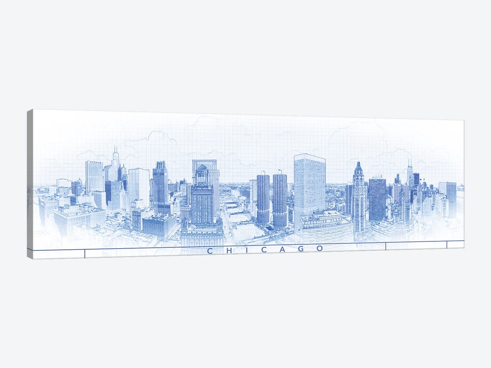 Digital Sketch Of Chicago Skyline, USA IV by Panoramic Images 1-piece Canvas Print