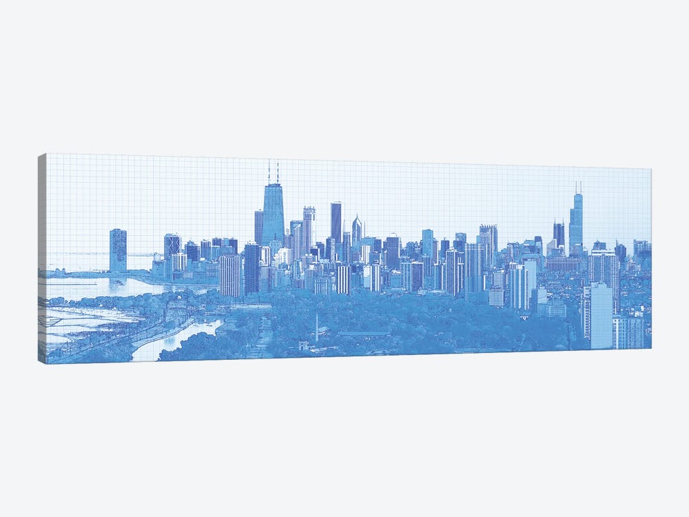 Digital Sketch Of Chicago Skyline, USA VI by Panoramic Images 1-piece Canvas Artwork