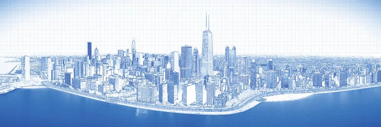 Digital Sketch Of Chicago Skyline, USA VIII