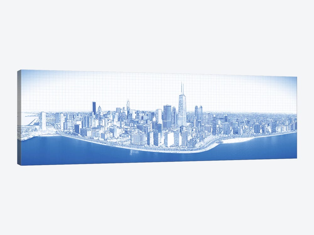 Digital Sketch Of Chicago Skyline, USA VIII by Panoramic Images 1-piece Canvas Wall Art