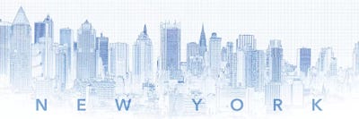 Digital Sketch Of Manhattan Skyline, NYC, USA I by Panoramic Images canvas print