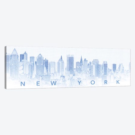 Digital Sketch Of Manhattan Skyline, NYC, USA I Canvas Print #PIM14614} by Panoramic Images Canvas Art Print