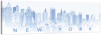 Digital Sketch Of Manhattan Skyline, NYC, USA I Canvas Art Print - New York Art