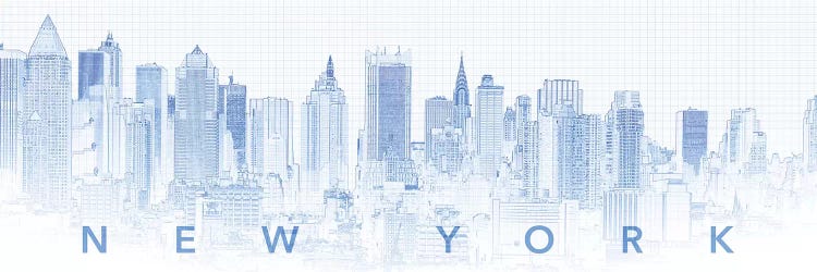 Digital Sketch Of Manhattan Skyline, NYC, USA I by Panoramic Images wall art