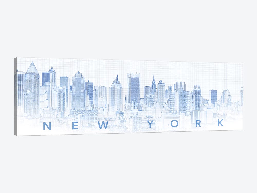 Digital Sketch Of Manhattan Skyline, NYC, USA I by Panoramic Images 1-piece Art Print