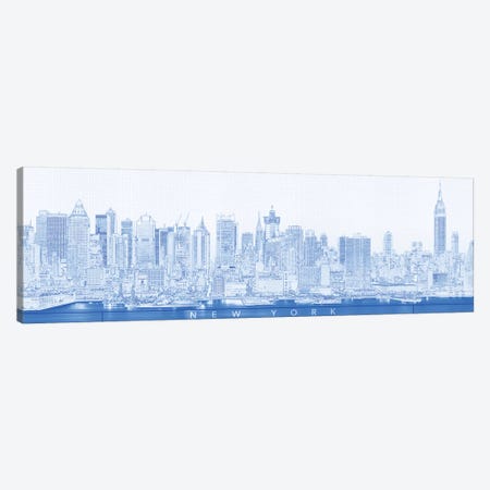 Digital Sketch Of Manhattan Skyline, NYC, USA II Canvas Print #PIM14615} by Panoramic Images Art Print
